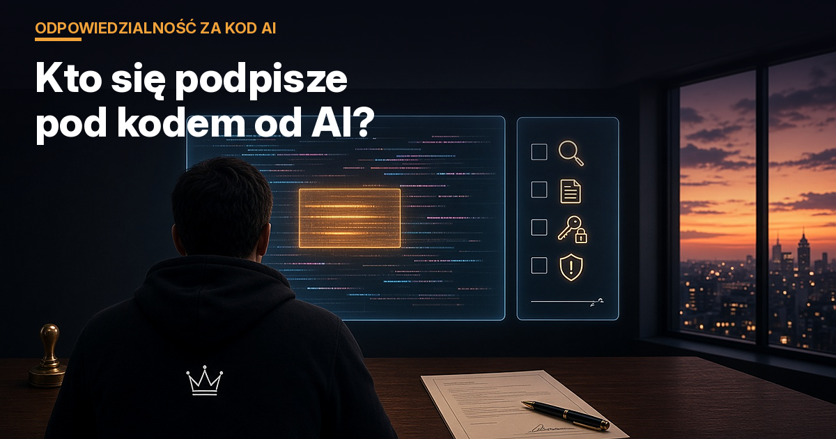 Kto się podpisze pod kodem od AI? Odpowiedzialność, code review i plan na awarię